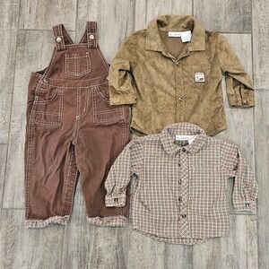 b.t. kids 3-Piece Outfit Boys Kids Size 18M Western Cowboy Farm Vintage Overalls